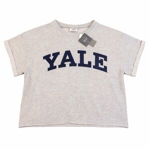 Yale University Cropped Sweatshirt Tee NWT Size Large Gray Ivy League Graphic
